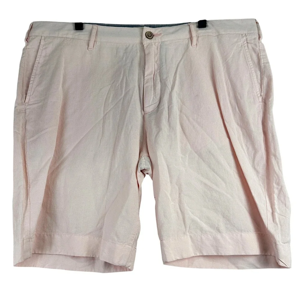 Faherty Tradewinds Linen Blend Shorts Mens 38 Pink Coastal‎ Golfcore Preppy